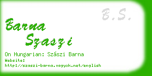 barna szaszi business card